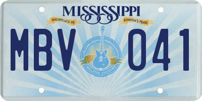 MS license plate MBV041