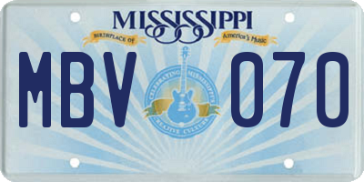 MS license plate MBV070