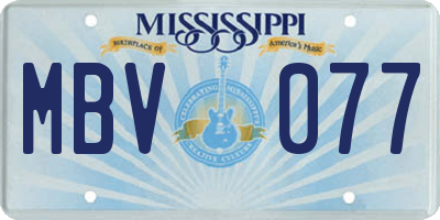 MS license plate MBV077