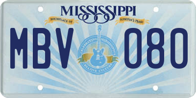 MS license plate MBV080