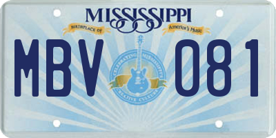 MS license plate MBV081