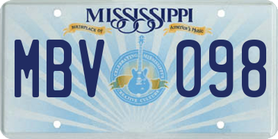 MS license plate MBV098
