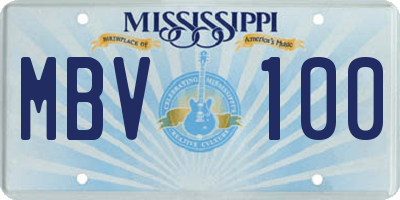MS license plate MBV100