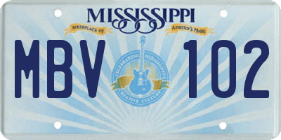 MS license plate MBV102