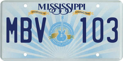 MS license plate MBV103