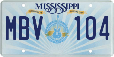MS license plate MBV104