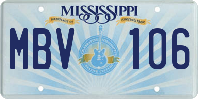 MS license plate MBV106