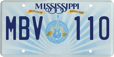 MS license plate MBV110