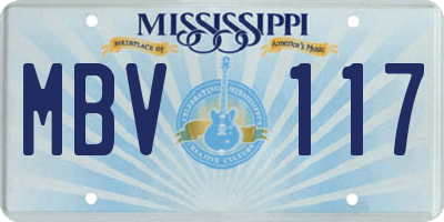 MS license plate MBV117