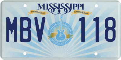 MS license plate MBV118