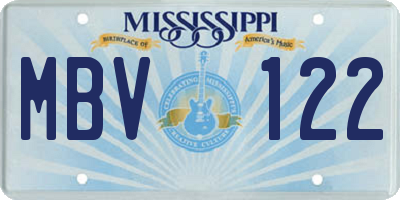 MS license plate MBV122