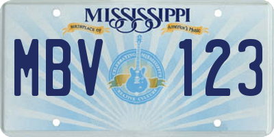 MS license plate MBV123