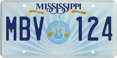 MS license plate MBV124