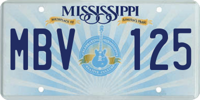 MS license plate MBV125