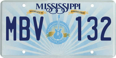 MS license plate MBV132