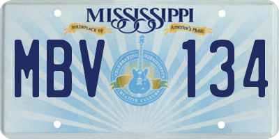 MS license plate MBV134