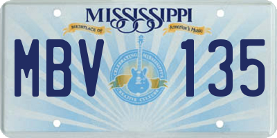 MS license plate MBV135