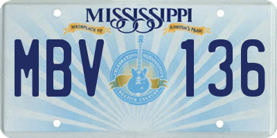MS license plate MBV136