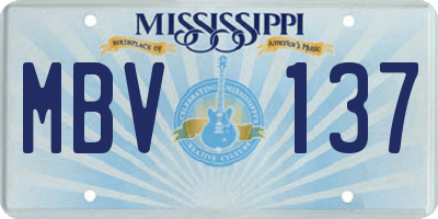 MS license plate MBV137