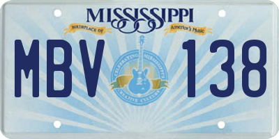 MS license plate MBV138