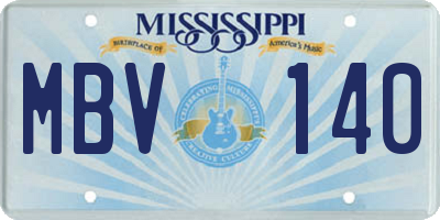 MS license plate MBV140