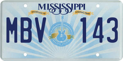 MS license plate MBV143