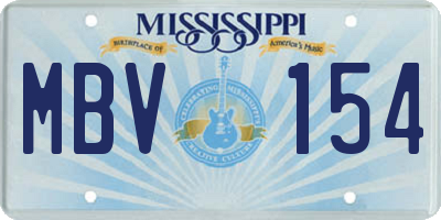 MS license plate MBV154
