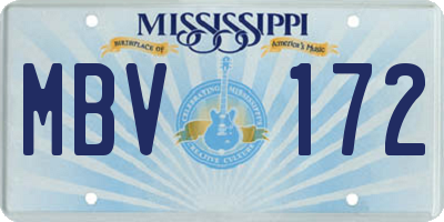 MS license plate MBV172
