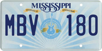 MS license plate MBV180