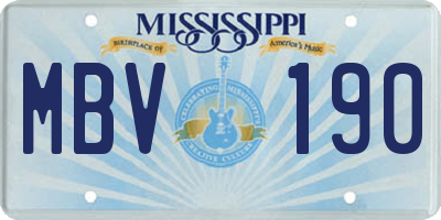 MS license plate MBV190
