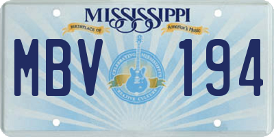 MS license plate MBV194
