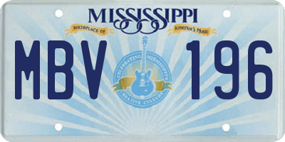 MS license plate MBV196