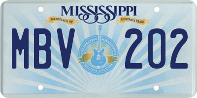 MS license plate MBV202