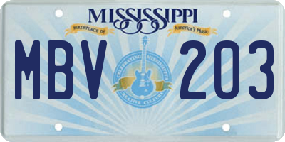 MS license plate MBV203