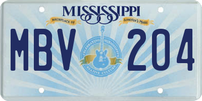MS license plate MBV204