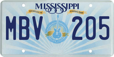 MS license plate MBV205