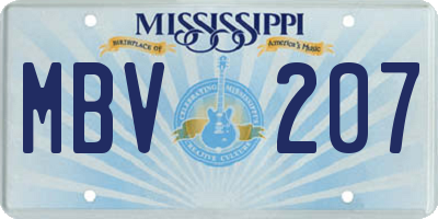 MS license plate MBV207
