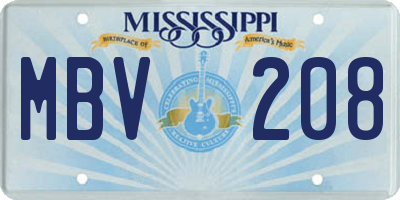MS license plate MBV208