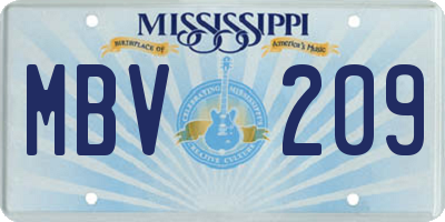 MS license plate MBV209