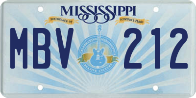 MS license plate MBV212