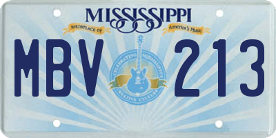MS license plate MBV213
