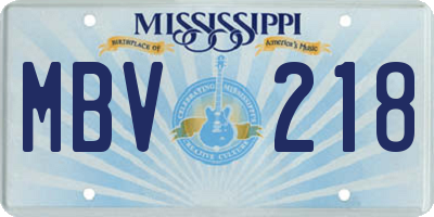 MS license plate MBV218