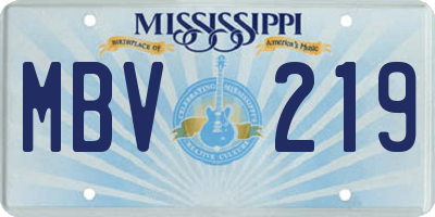 MS license plate MBV219