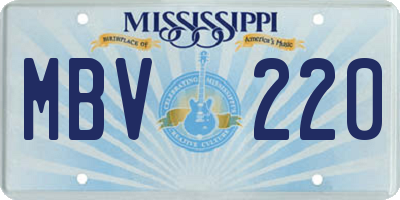 MS license plate MBV220