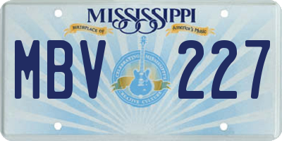 MS license plate MBV227