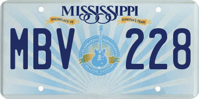 MS license plate MBV228