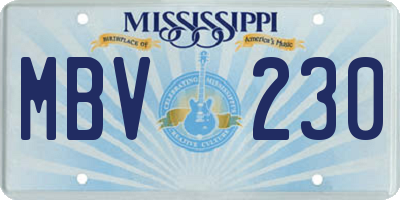 MS license plate MBV230