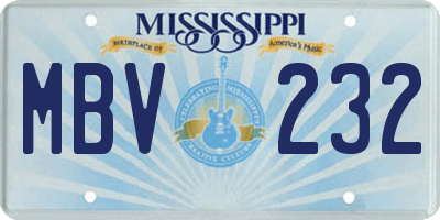 MS license plate MBV232