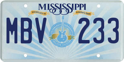 MS license plate MBV233
