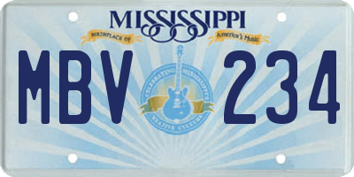 MS license plate MBV234